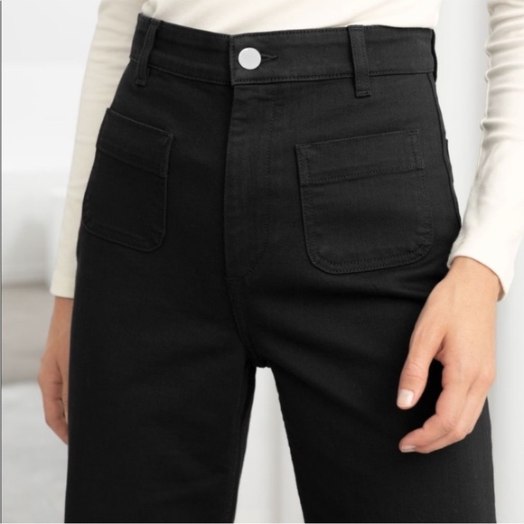 & OTHER STORIES Flared High Waisted 70s Retro Vintage Sailor Black Jeans - Picture 2 of 7